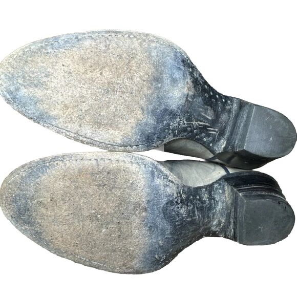 Larry Mahan Womens Knee High Cowboy Boots Size 6 B6N Leather Skin Black Blue - Picture 9 of 9